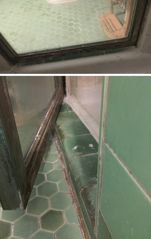 User submitted photos of shower door hardware.
