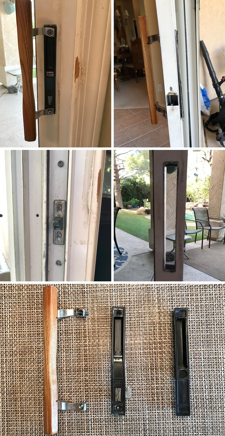 User submitted photos of patio door hardware.