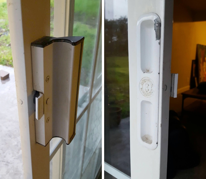 User submitted photos of patio door hardware.