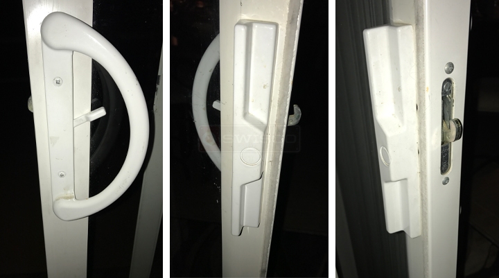 User submitted photos of patio door hardware.