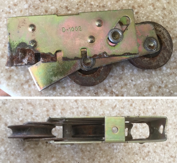 User submitted photos of a patio door roller.