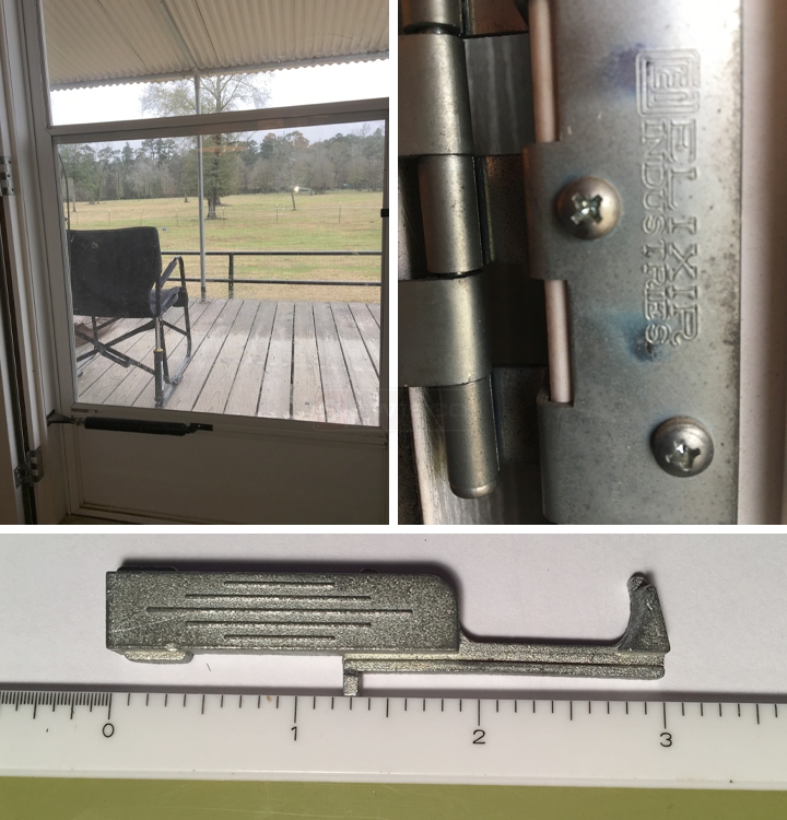 Slide bolt for storm door window.