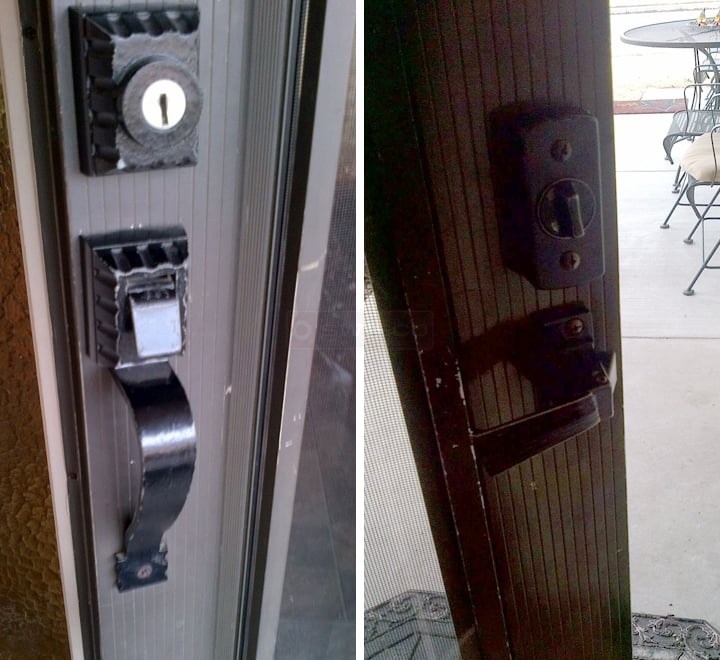 User submitted photos of storm door hardware.