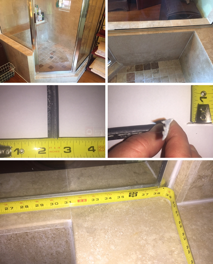 User submitted photos of shower door hardware.
