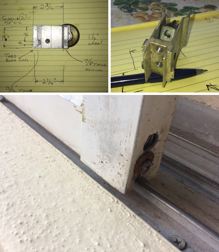 User submitted photos of a patio door roller.