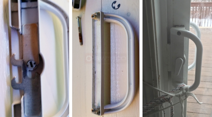 User submitted photos of patio door hardware.