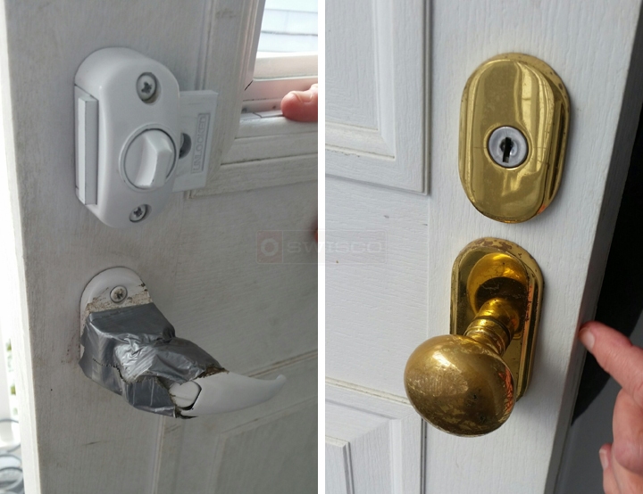 User submitted photos of a storm door handle set.