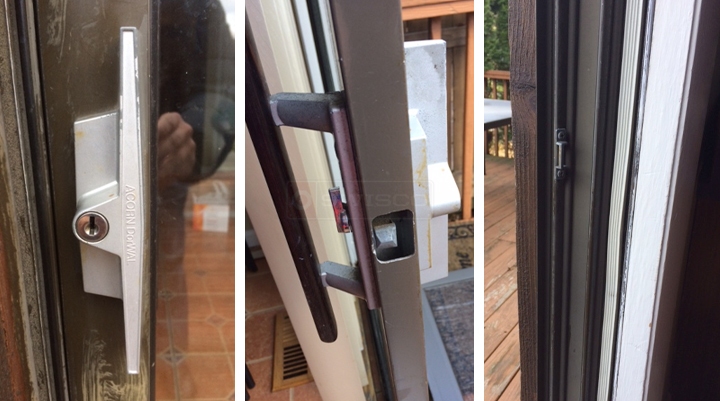 User submitted photos of patio door hardware.