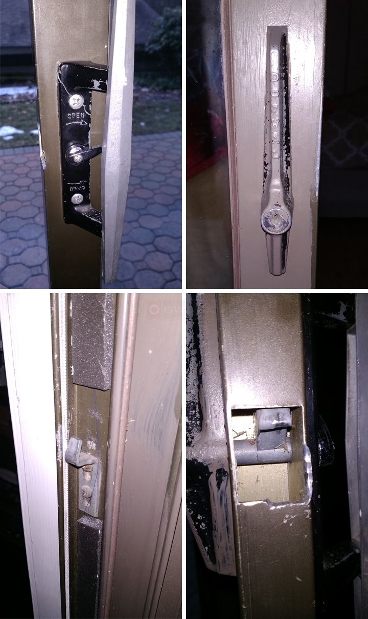 User submitted photos of patio door hardware.