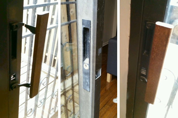 User submitted photos of patio door hardware.