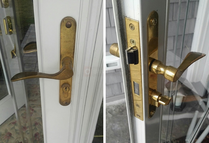 User submitted photos of storm door hardware.