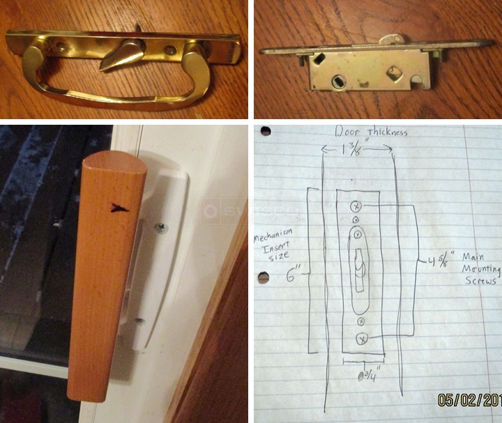 User submitted photos of patio door hardware.