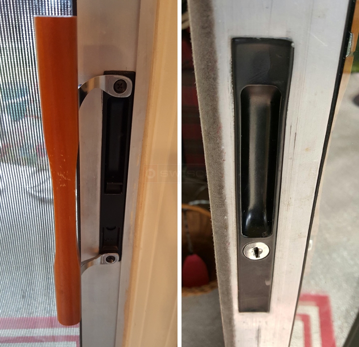 User submitted photos of patio door hardware.