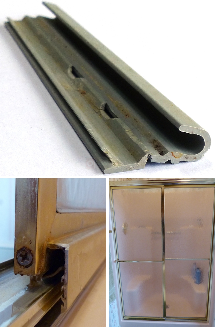 User submitted photos of shower door hardware.