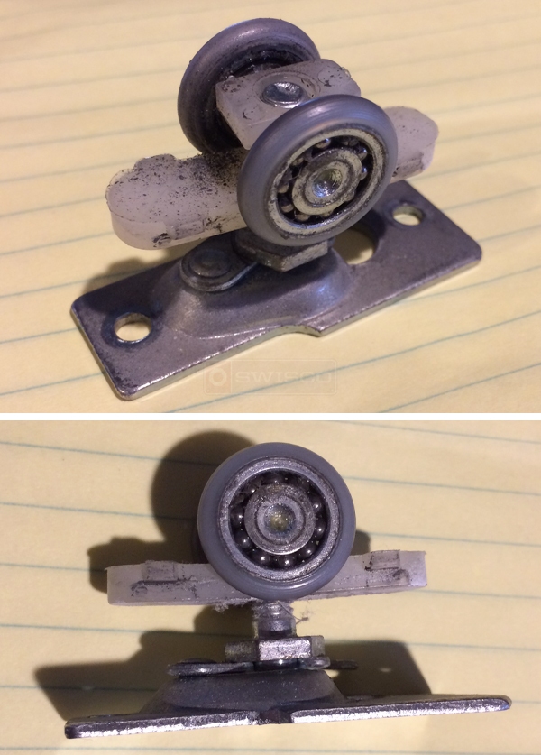 User submitted photos of a pocket door roller.