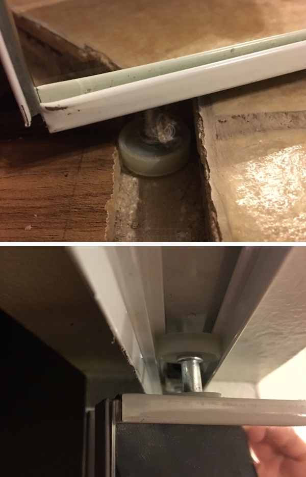 User submitted photos of closet door hardware.