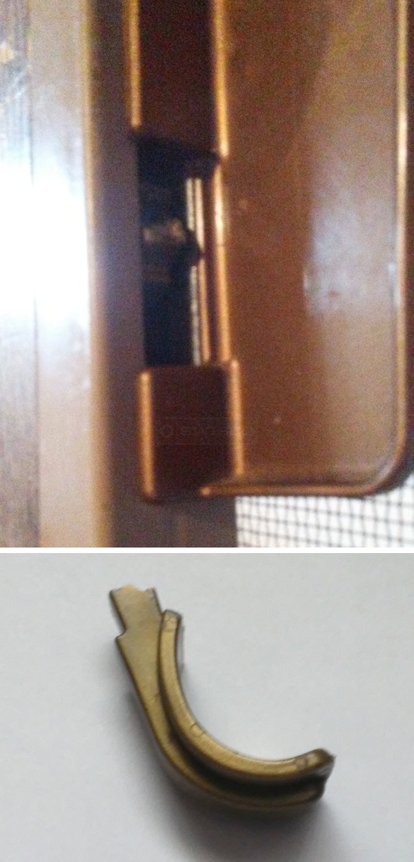 User submitted photos of patio door hardware.