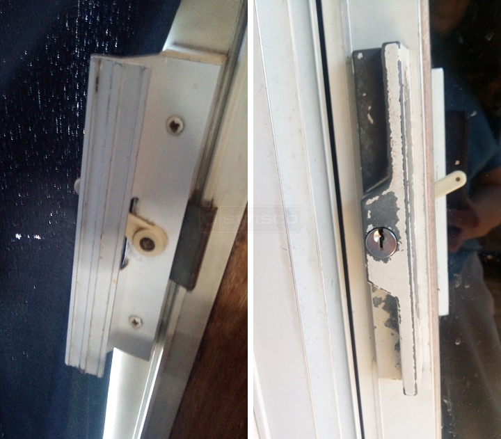 User submitted photos of patio door hardware.