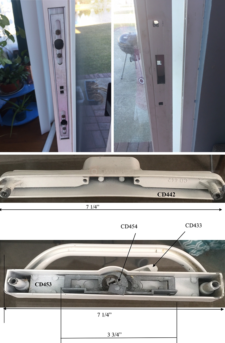 User submitted photos of patio door hardware.