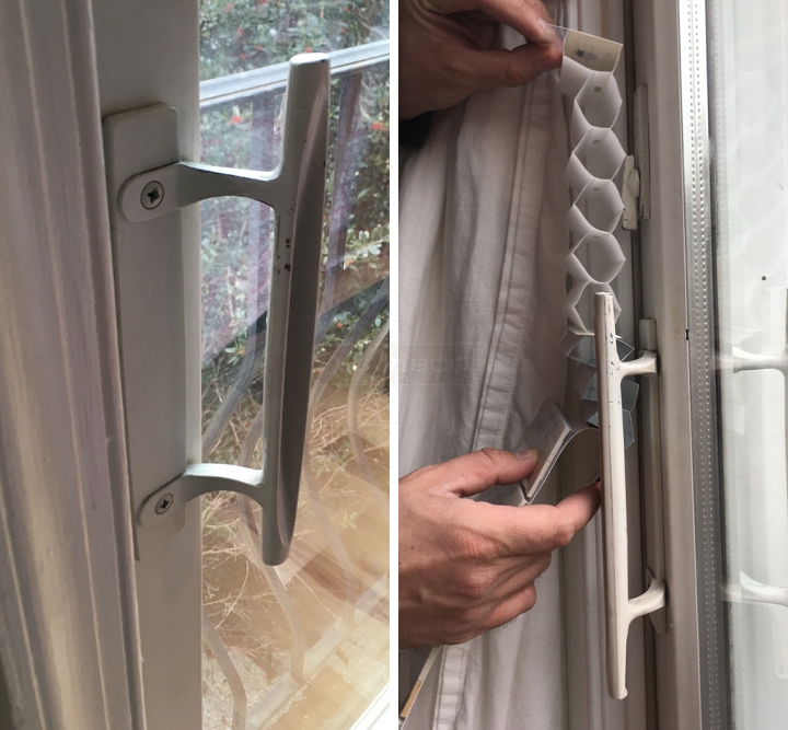 User submitted photos of patio door hardware.