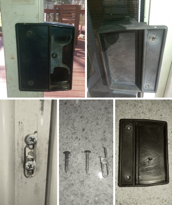 User submitted photos of patio door hardware.