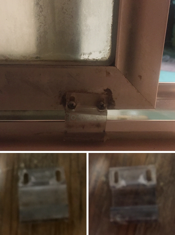 User submitted photos of shower door hardware.