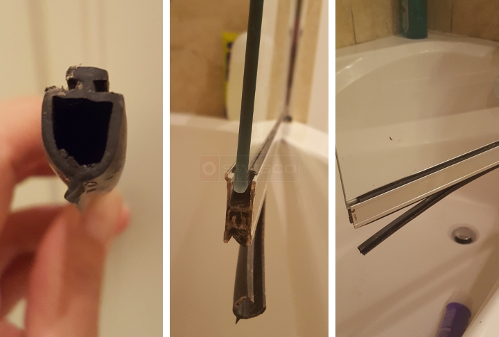 User submitted photos of a shower door sweep.