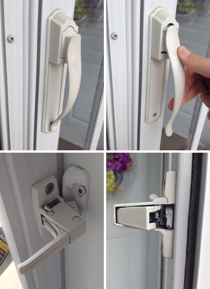 User submitted photos of storm door hardware.