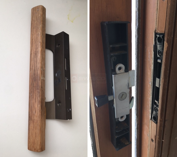 User submitted photos of patio door hardware.