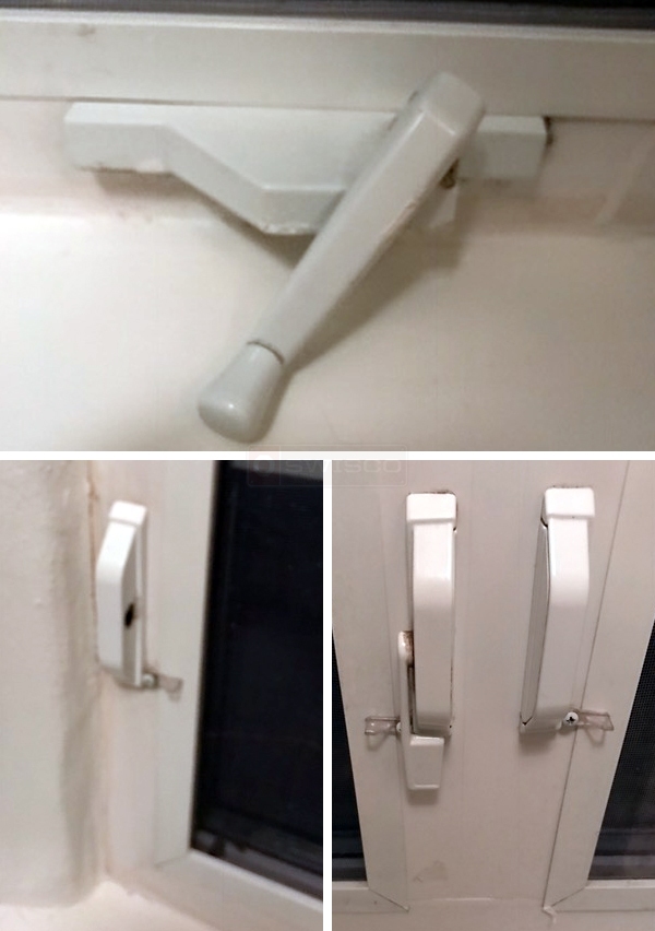 User submitted photos of window hardware.