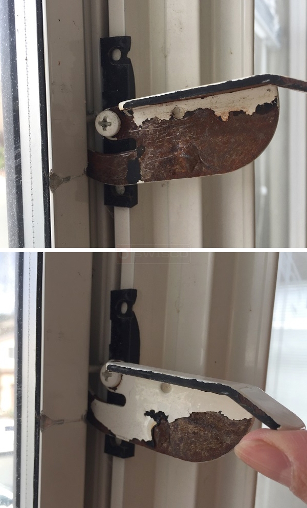 User submitted photos of window hardware.