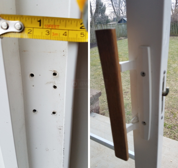 User submitted photos of patio door hardware.