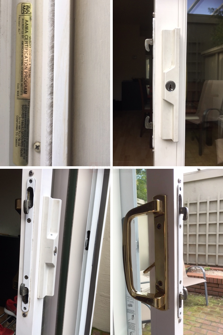 User submitted photos of patio door hardware.