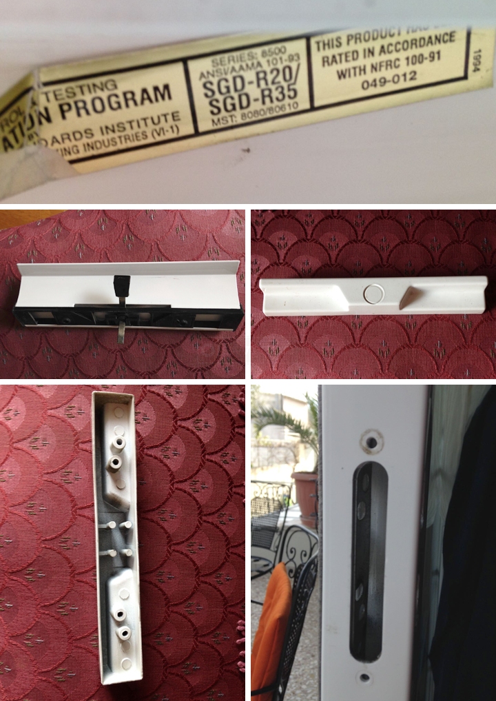 User submitted photos of patio door hardware.