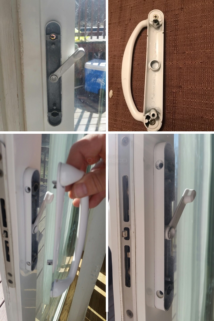 User submitted photos of patio door hardware.