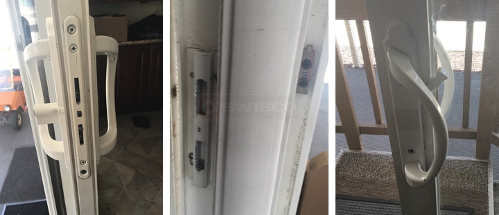 User submitted photos of patio door hardware.