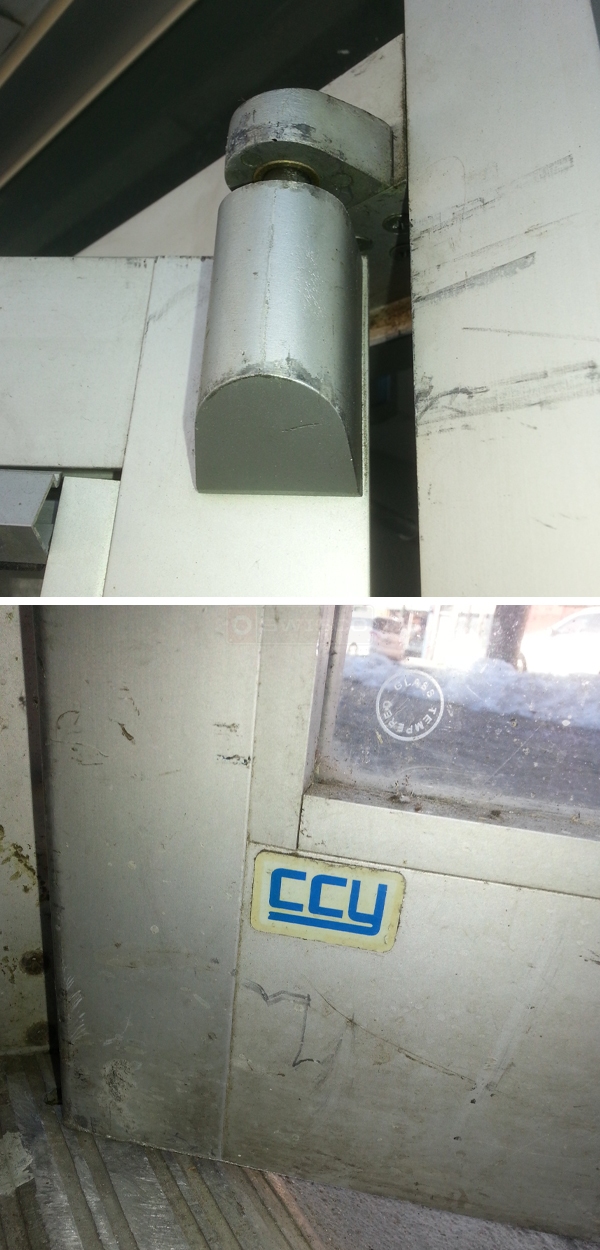 User submitted photos of commercial door hardware.