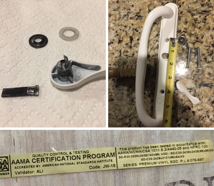 User submitted photos of patio door hardware.