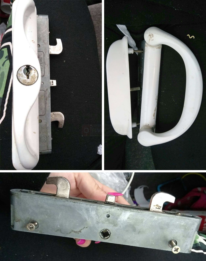 User submitted photos of patio door hardware.