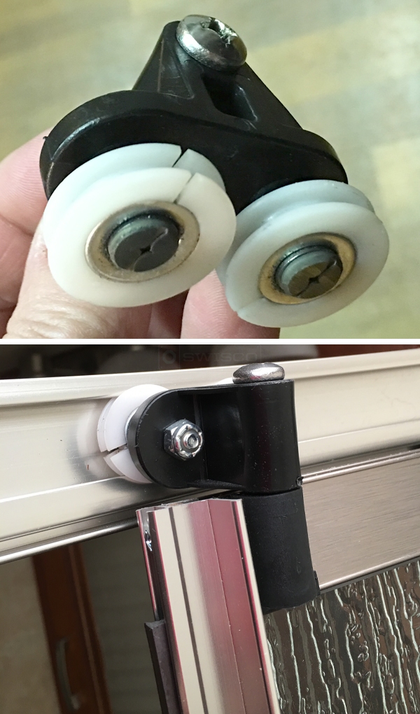 User submitted photos of a shower door roller.