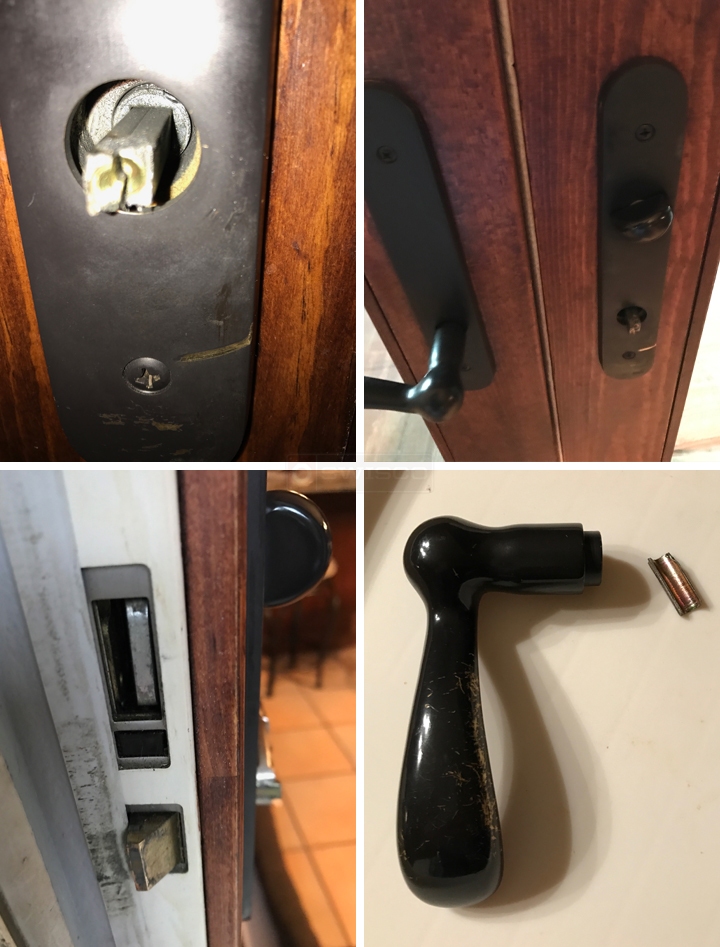 User submitted photos of door hardware.
