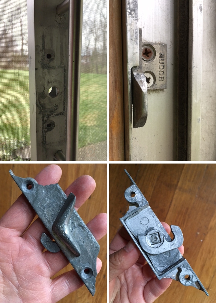 User submitted photos of patio door hardware.