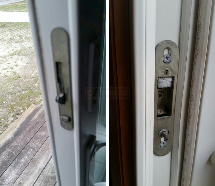 User submitted photos of patio door hardware.