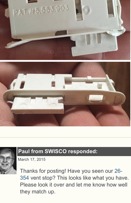 User submitted image of their window hardware.