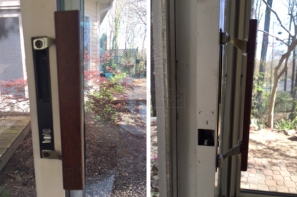 User submitted photos of patio door hardware.
