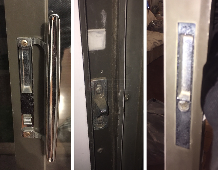 User submitted photos of patio door hardware.