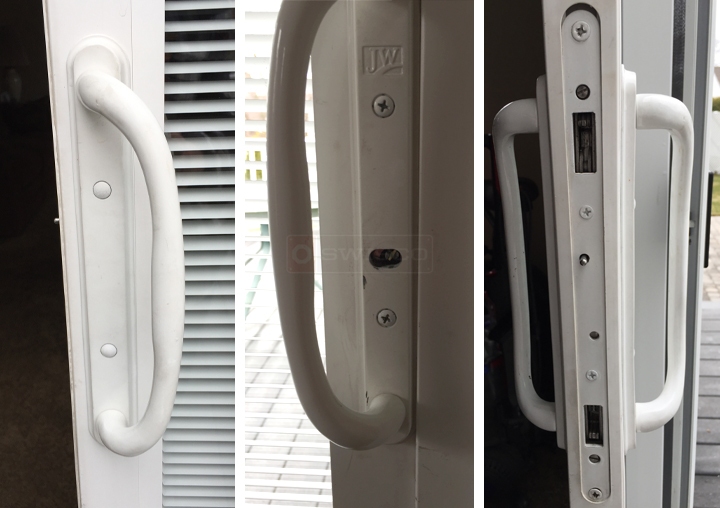 User submitted photos of patio door hardware.