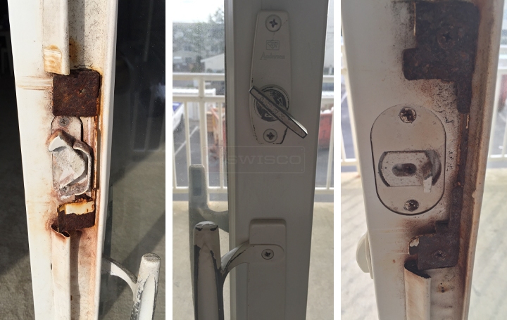 User submitted photos of patio door hardware.