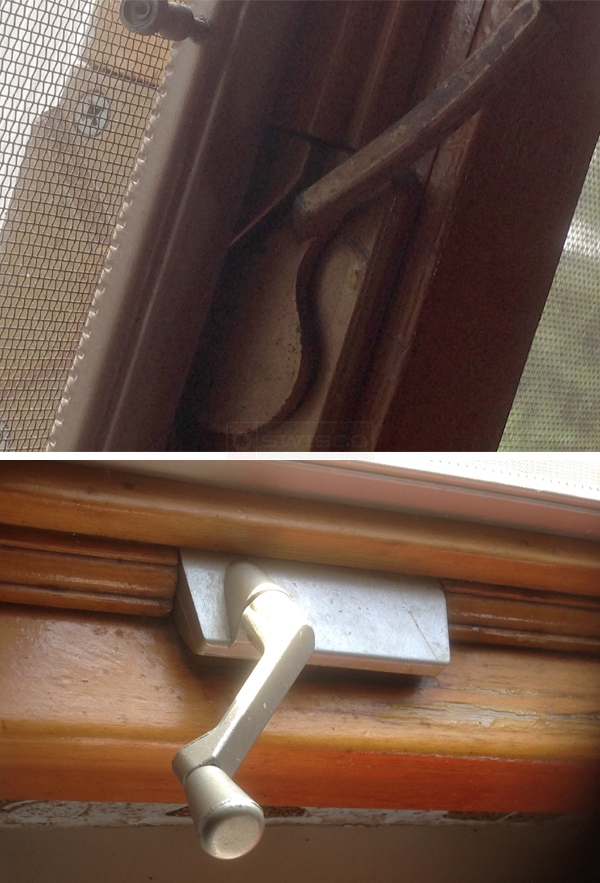 User submitted photos of window hardware.