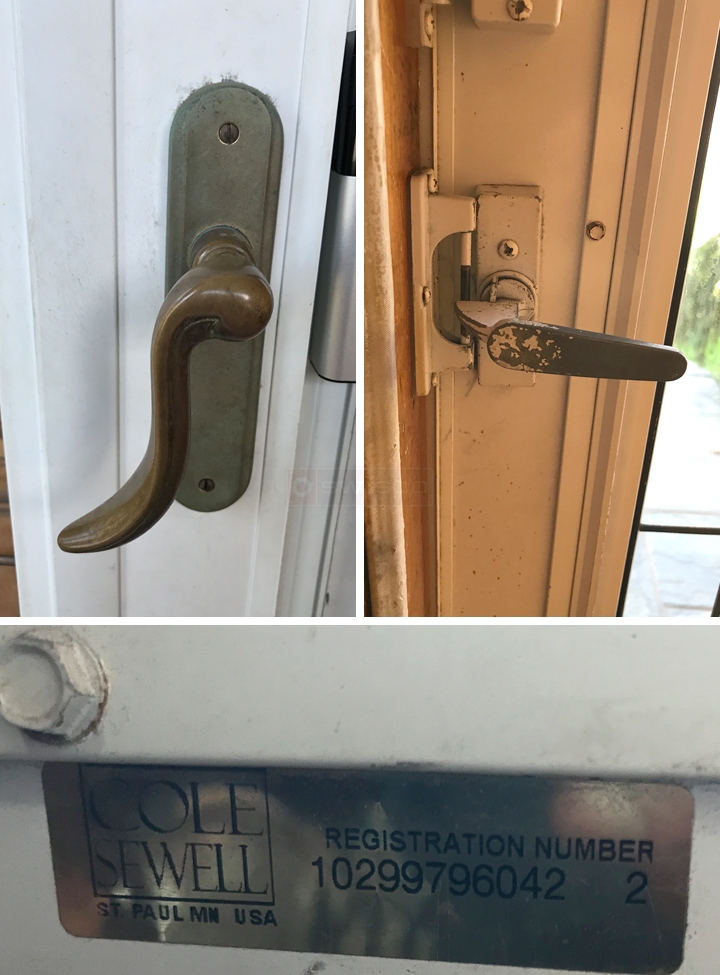 User submitted photos of storm door hardware.